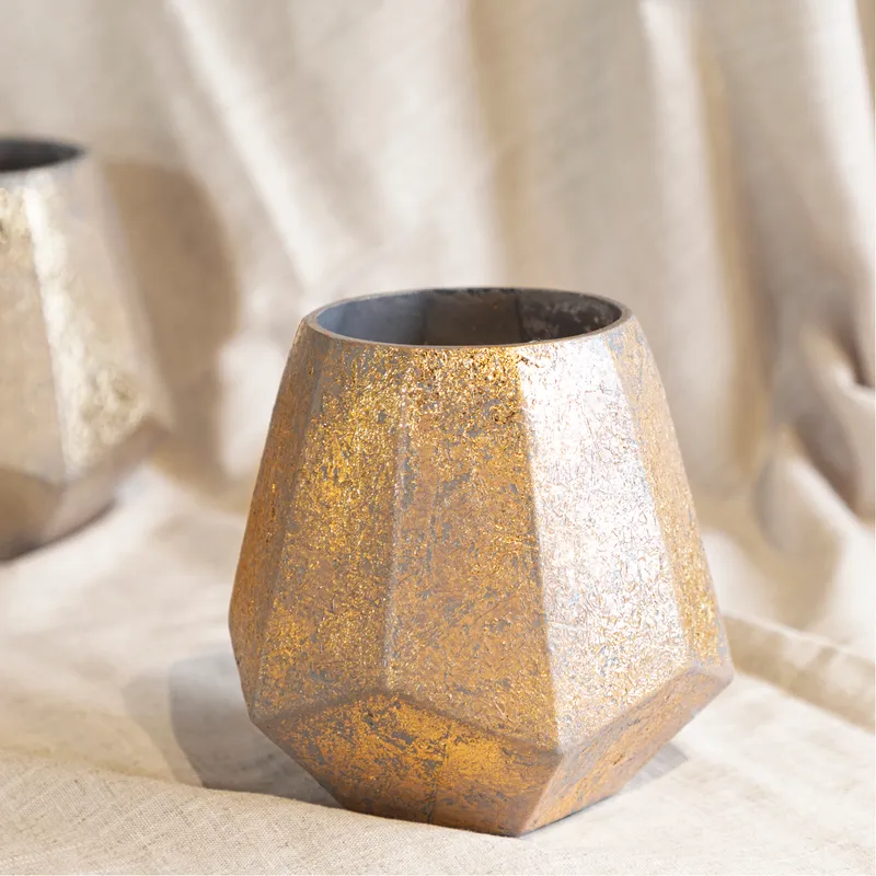 VEERA tea light holder gold - H13cm