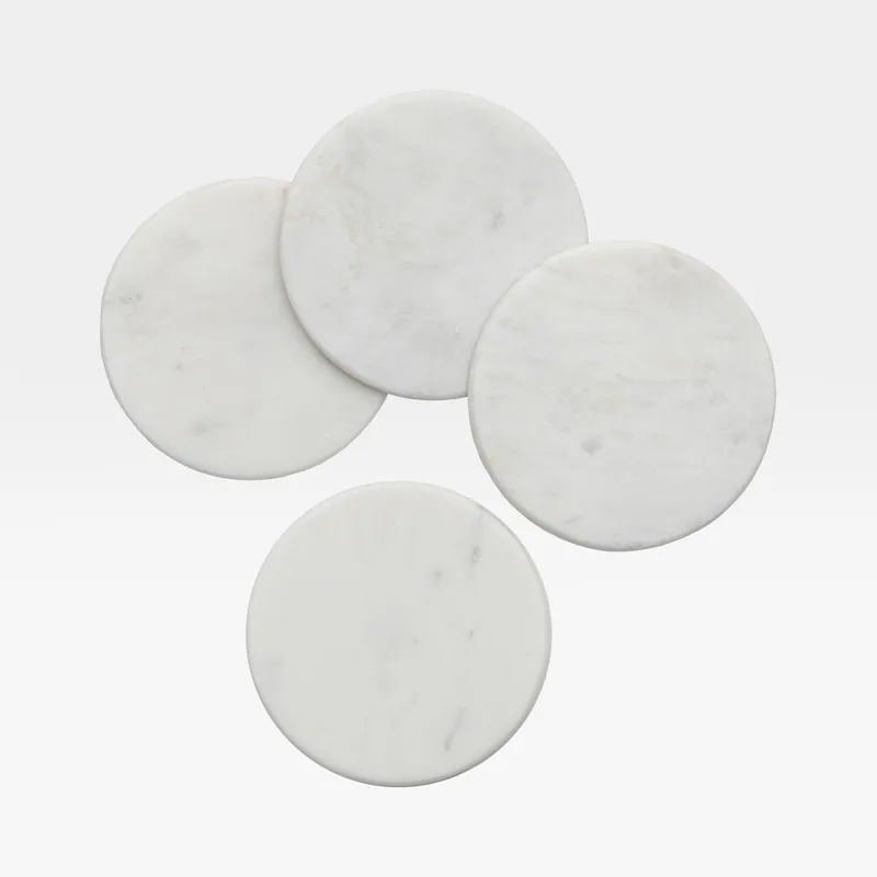 MARBLE coaster white set of 4 - dia 10cm