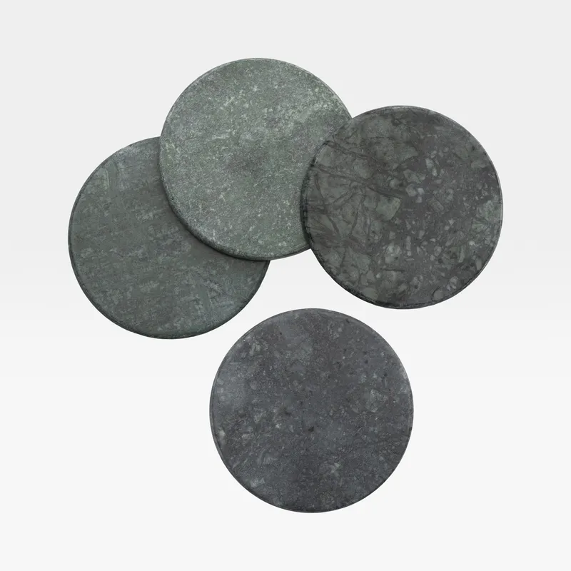 MARBLE coaster green set of 4 - dia 10cm