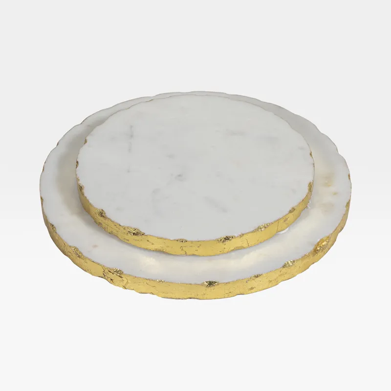 MARBLE trivet white/gold set of 2
