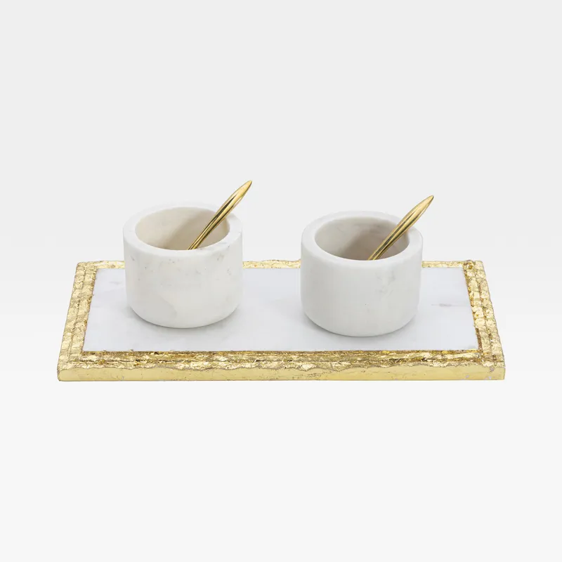 MARBLE condiment white/gold set of 5