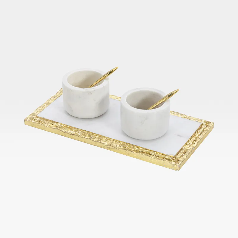 MARBLE condiment white/gold set of 5
