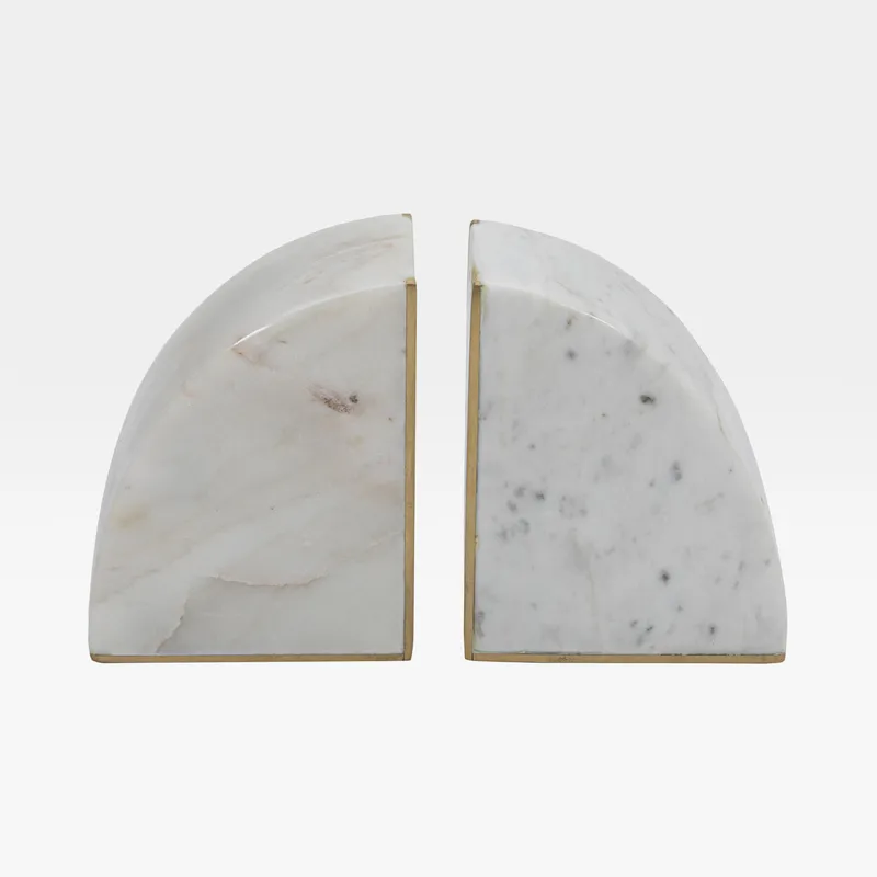 MARBLE bookends white/gold set of 2 - H13cm