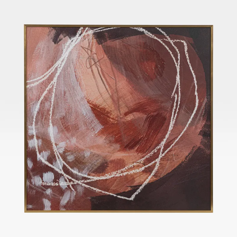 EARTHEN Orbs II framed canvas gold - 94x94cm