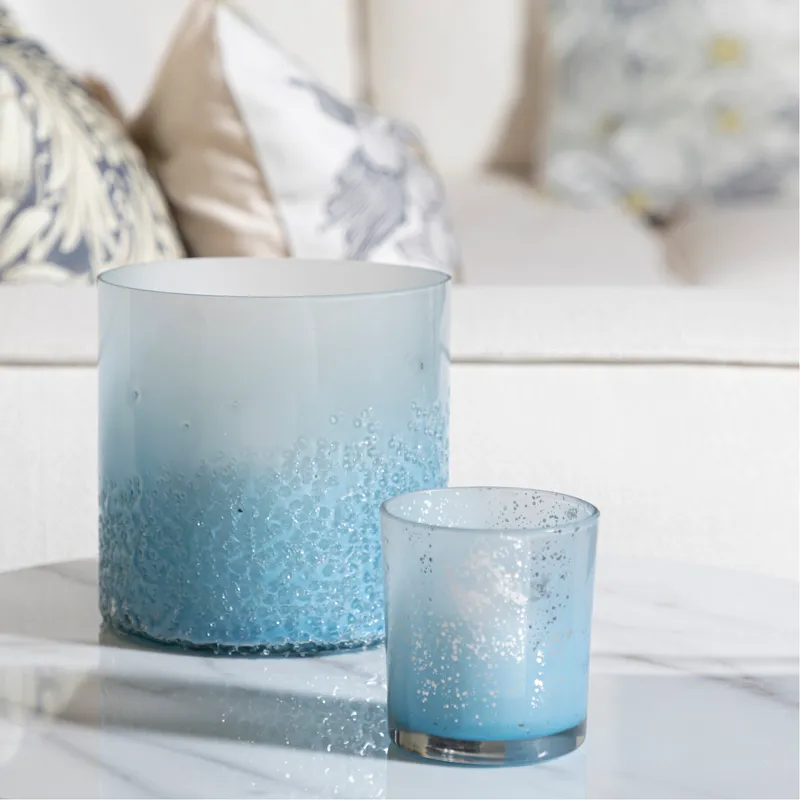 AMELIA tea light holder blue - H9cm