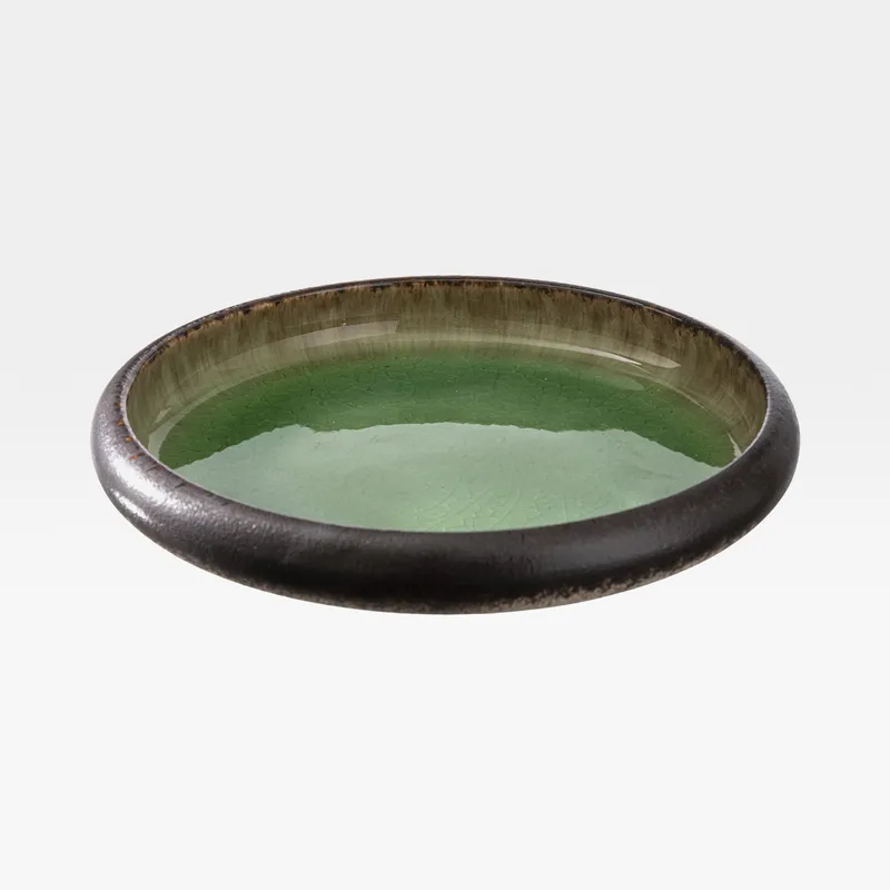 KYOTO plate green/black - dia 24cm