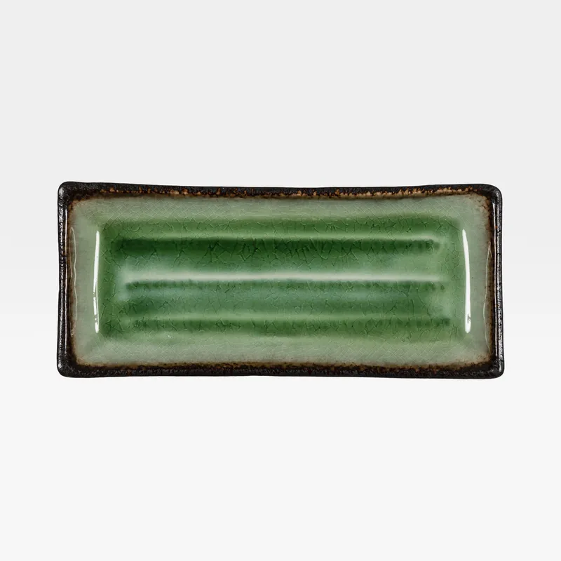 KYOTO plate green/black - 13x29cm