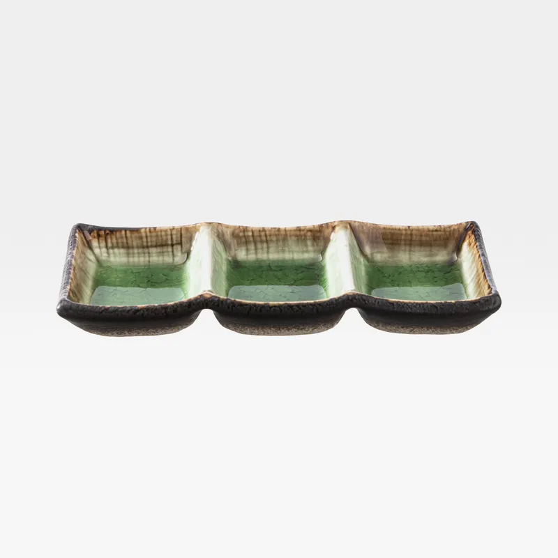 KYOTO dish green/black - 9x19cm