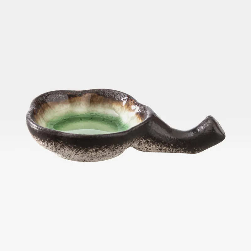 KYOTO dish green/black - 12x8cm