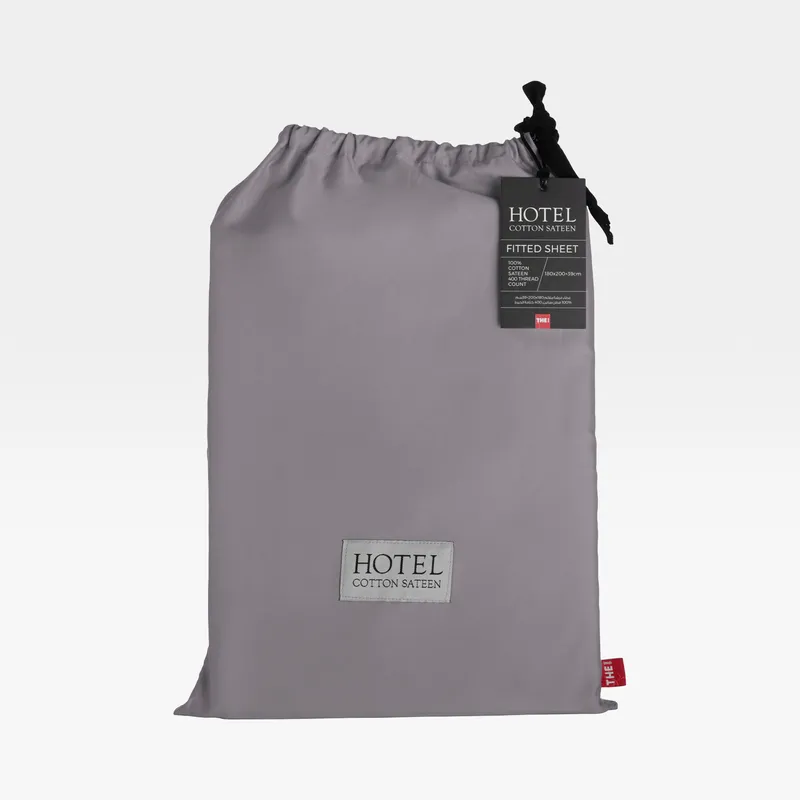 HOTEL Sateen fitted sheet dark grey - 180x200+39cm