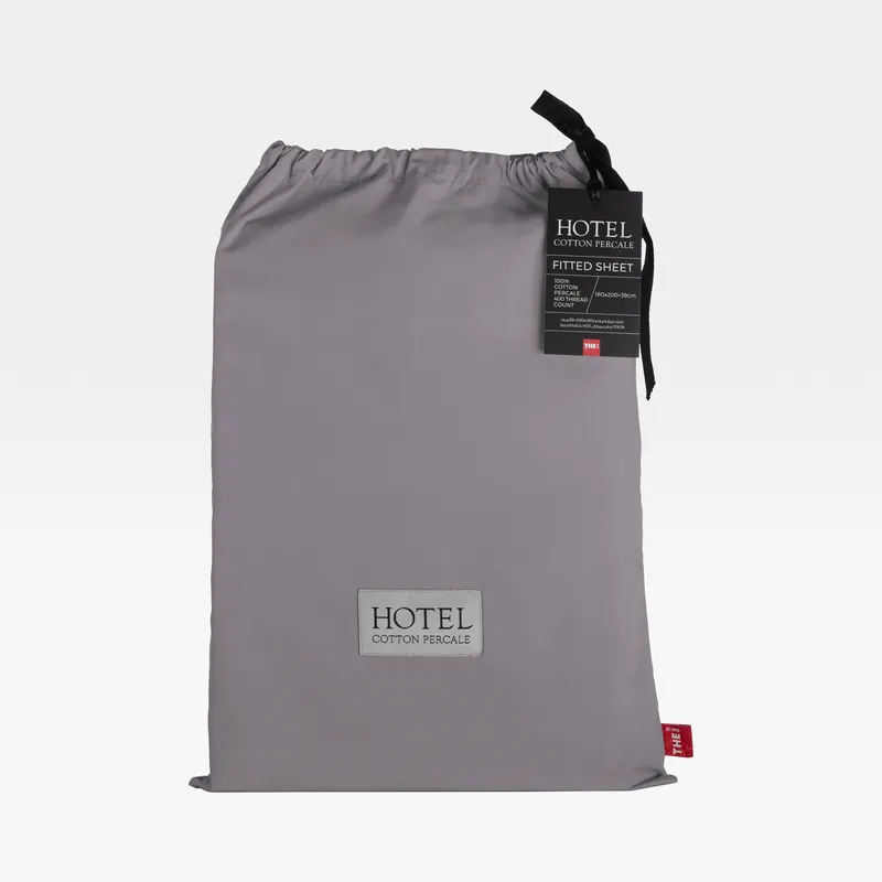 HOTEL Percale fitted sheet darkgrey - 180x200+39cm
