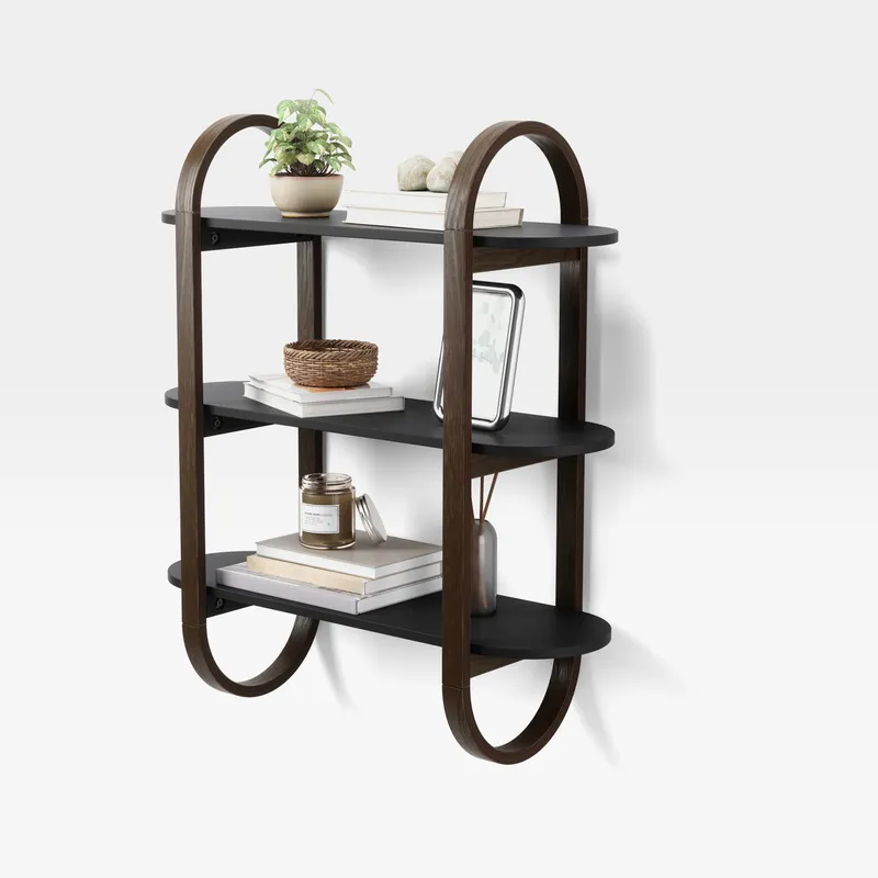 BELLWOOD wall shelf black/brown - 65x24cm