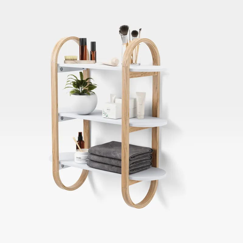 BELLWOOD wall shelf white/natural - 65x24cm
