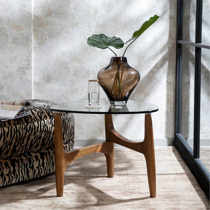 RASON side table clear/brown - 59x59cm