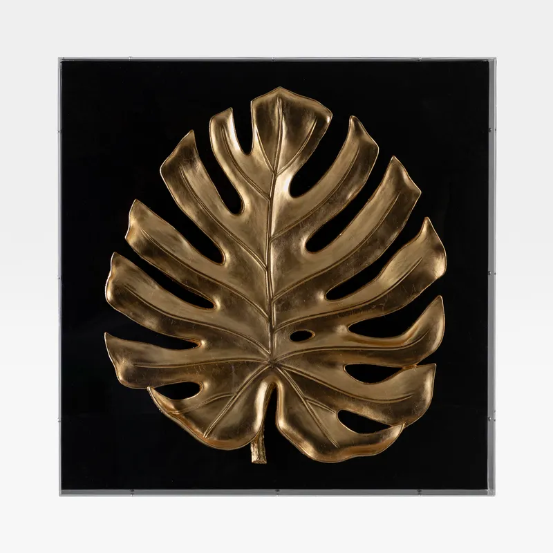 LEAF wall decoration gold/black - 60x60cm