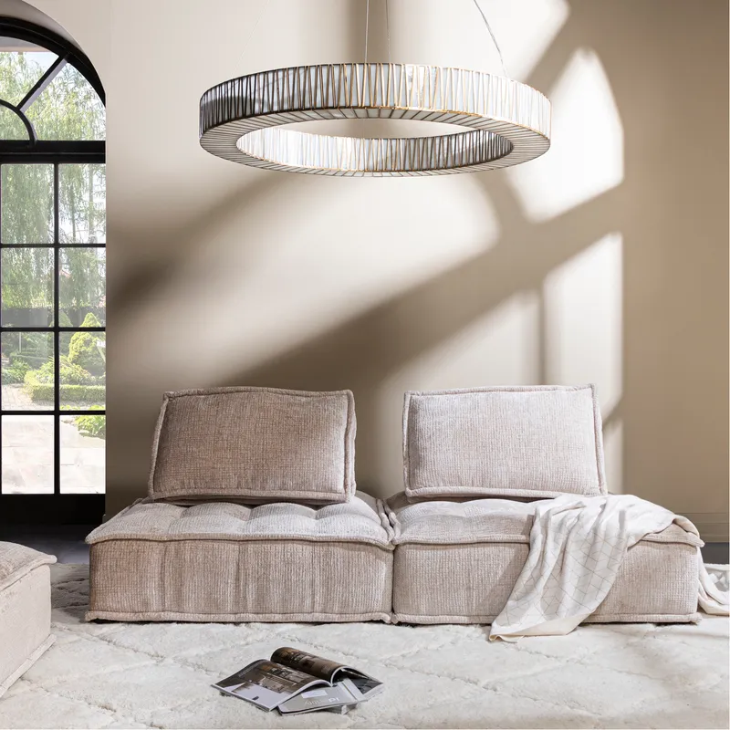 KRISTINE chandelier white/brass - dia 120cm