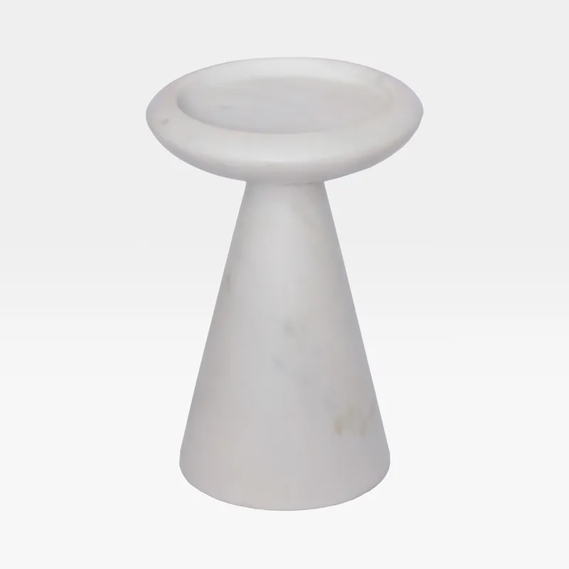 MARBLE candle holder white - H16cm