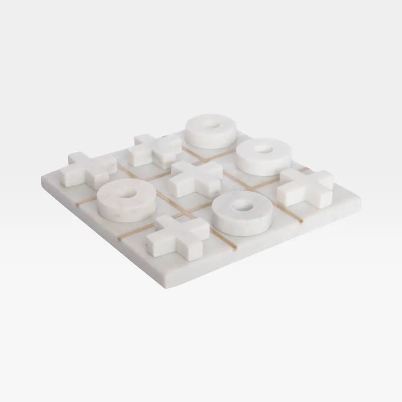 MARBLE tic tac toe game white/gold - 20x20cm