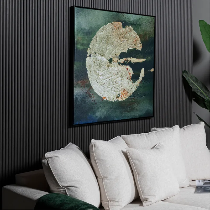 ROUND framed canvas black - 101x101cm