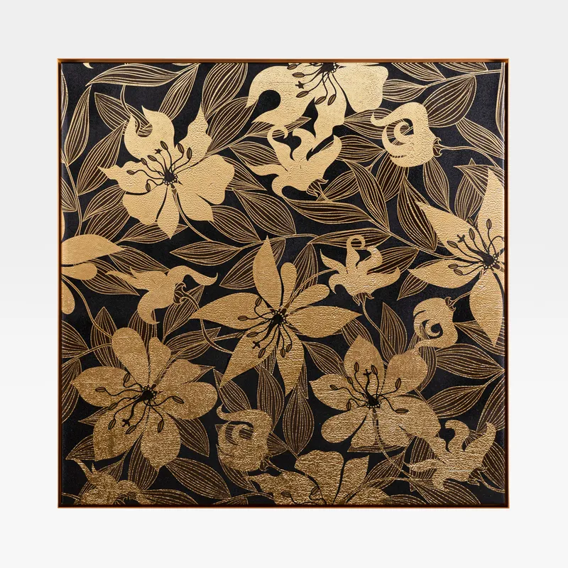 GOLDEN Flower II framed canvas gold - 121x121cm