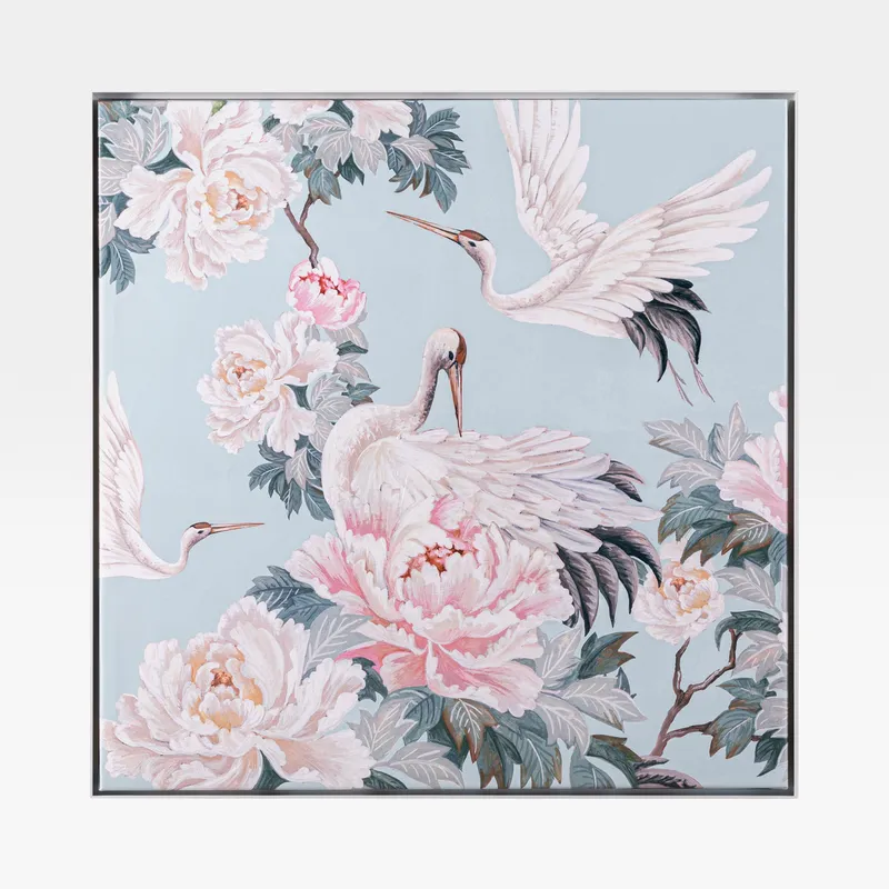 FUNNING Birds II framed canvas white - 81x81cm