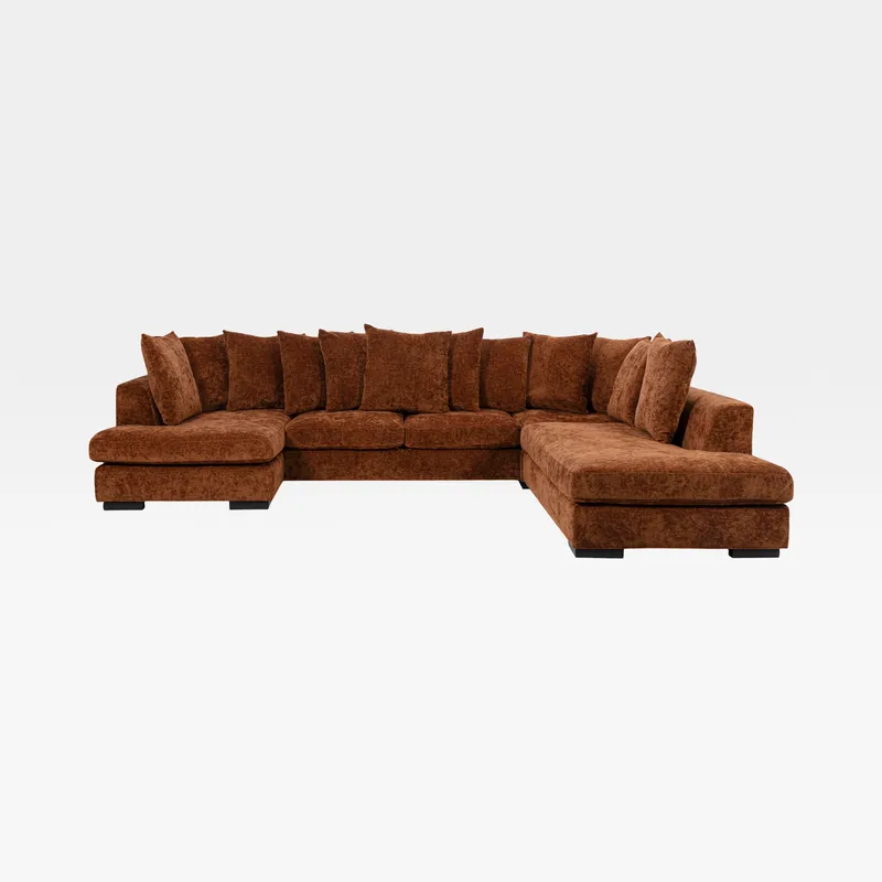 PASO U shape right sofa brown - medium