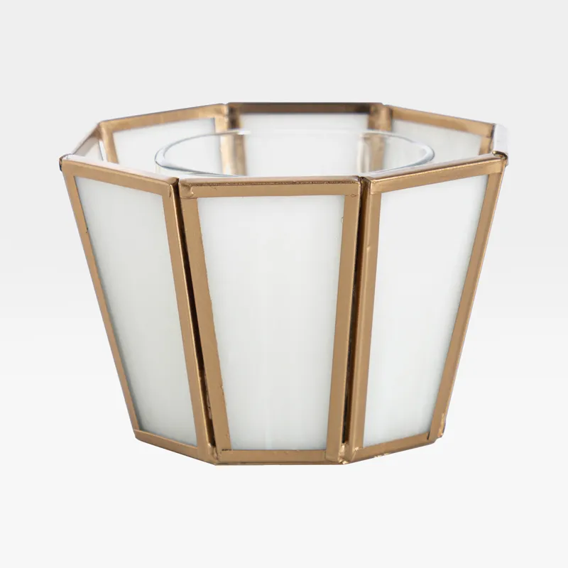 HEXA tea light holder white/brass - H7cm