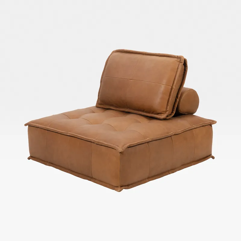 SMART armless modular chair leather brown