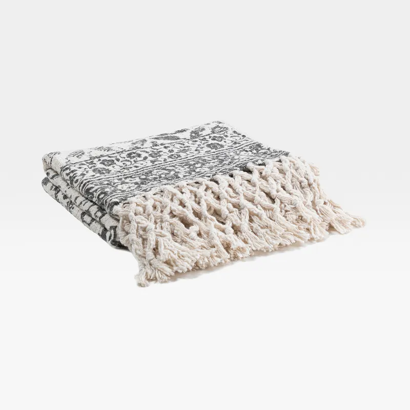 KAMAL throw black/cream - 125x150cm