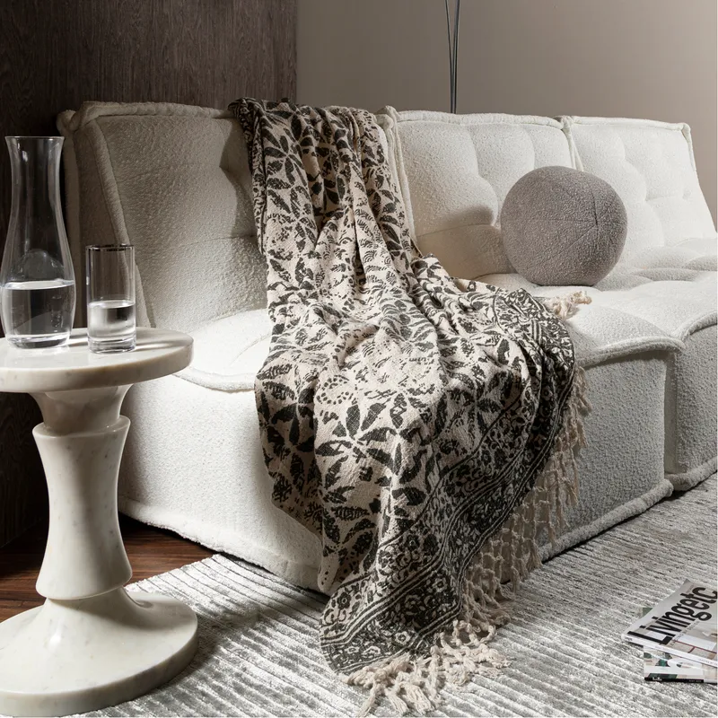 KAMAL throw black/cream - 125x150cm