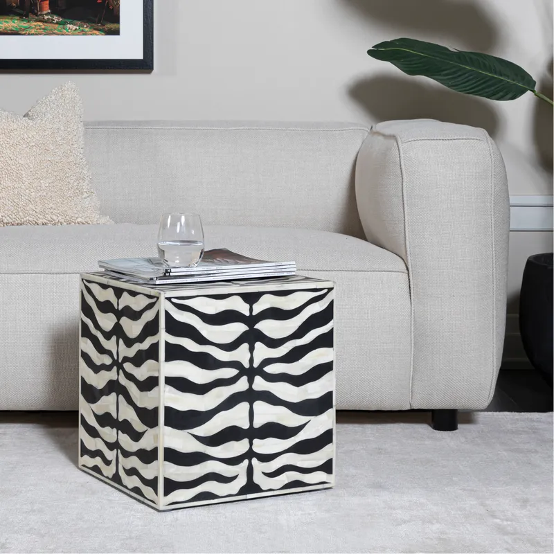 ANIKA stool black and white - 36x36cm