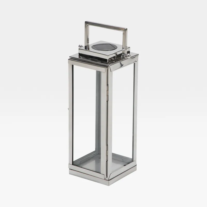 SOLAR lantern nickel - H43cm
