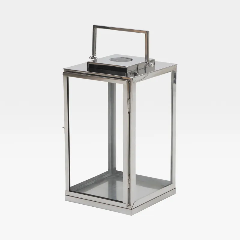 SOLAR lantern nickel - H58cm
