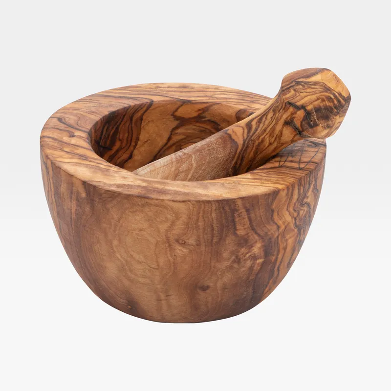OLIVE mortar and pestle brown - dia 12cm