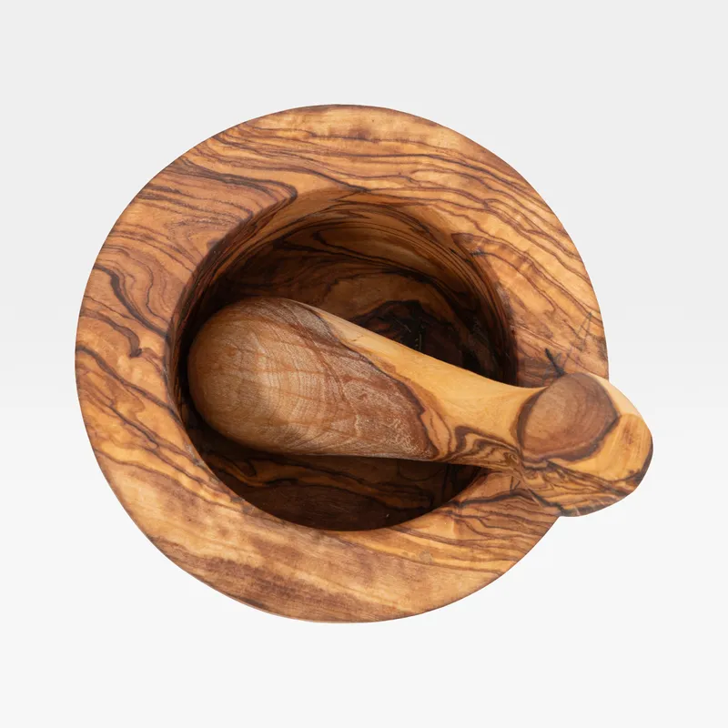 OLIVE mortar and pestle brown - dia 12cm