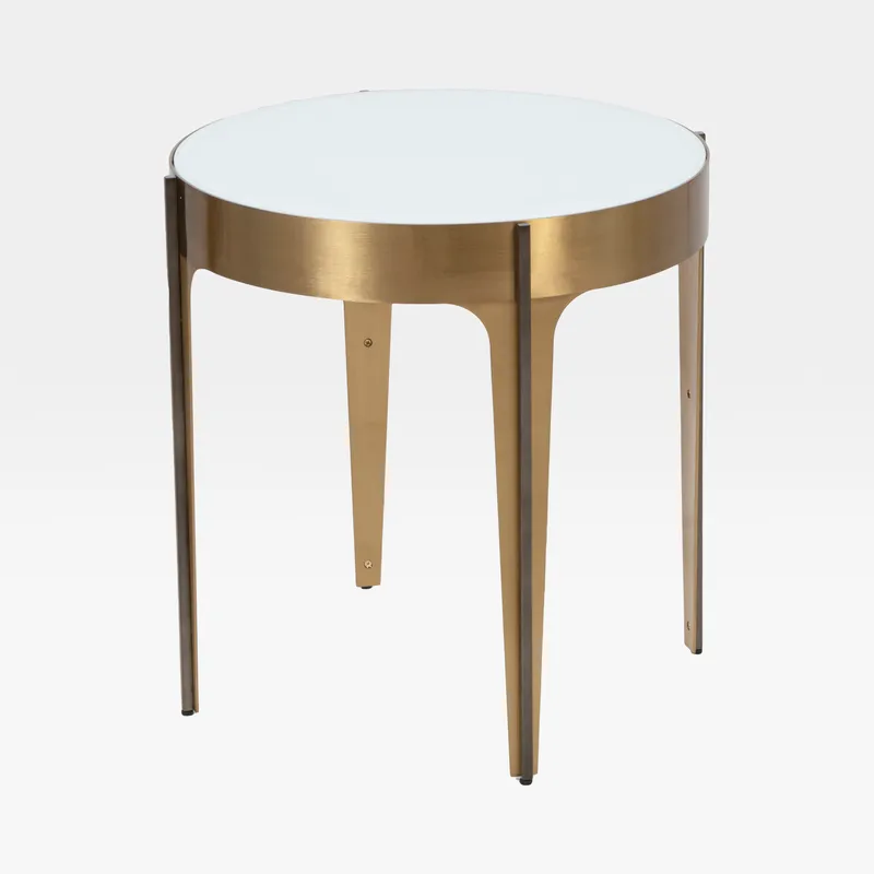 BABYLON side table white/brass - dia 50cm