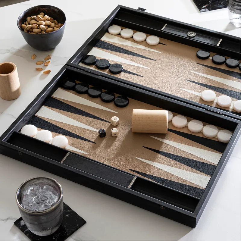 LEROS backgammon set dark brown - 48x30cm