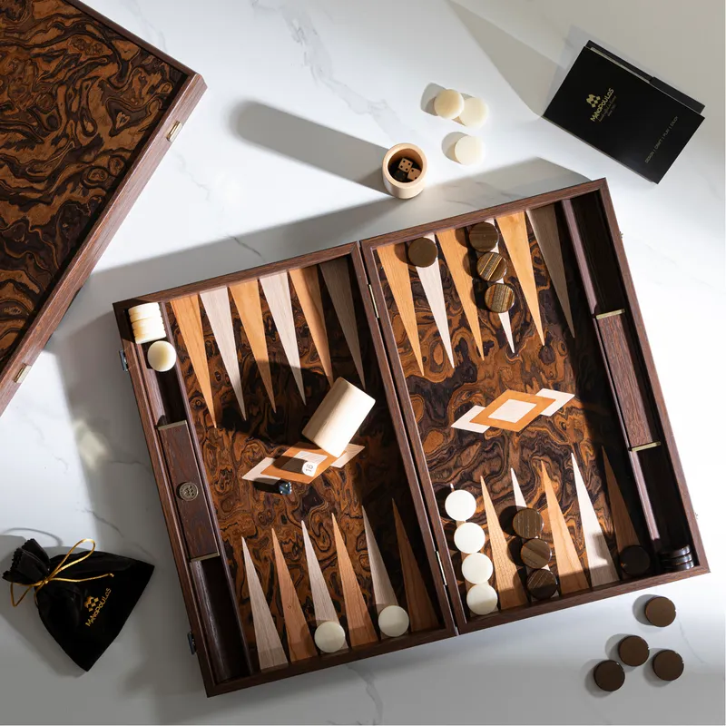 GIALI backgammon set brown - 48x30cm
