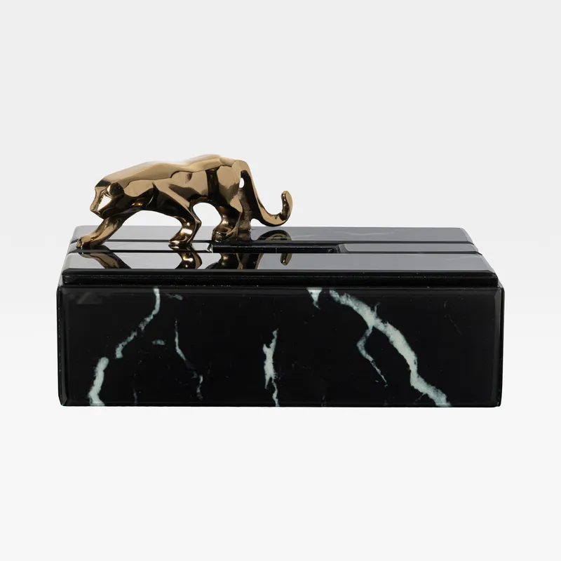 EERO tissue box black/gold - 14x27cm