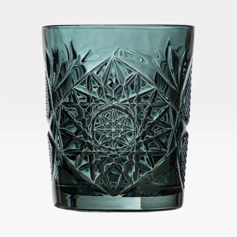 HOBSTAR double old fashioned glass green - 35.5cl
