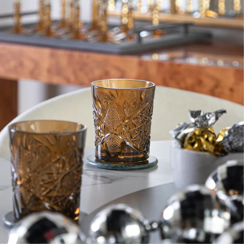 HOBSTAR double old fashioned glass ochre - 35.5cl