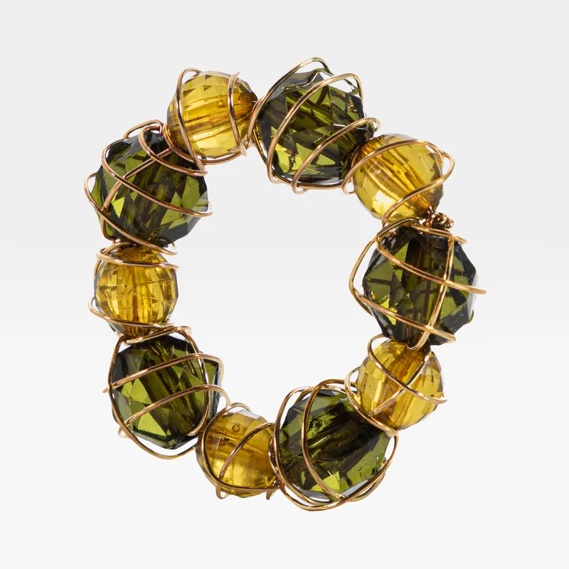 OLIVA napkin ring green/gold