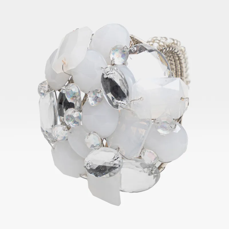 STUD napkin ring white/silver