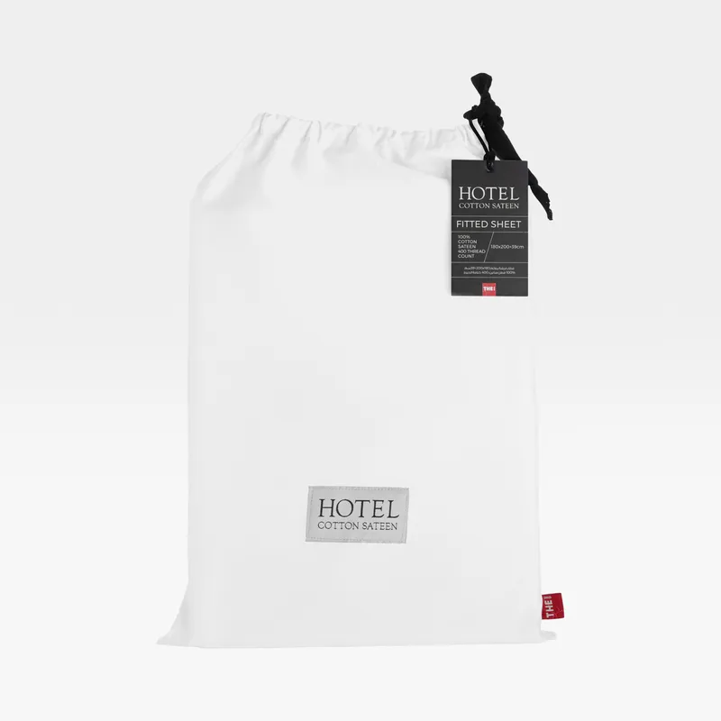 HOTEL Sateen fitted sheet white - 180x200+39cm