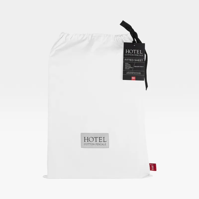 HOTEL Percale fitted sheet white - 160x200+39cm