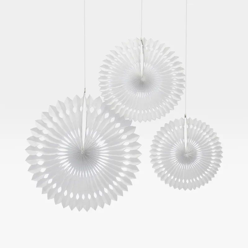 HONEYCOMB fan decoration set of 3 white