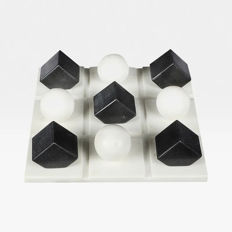 MARBLE tic tac toe game white/black - 25x25cm