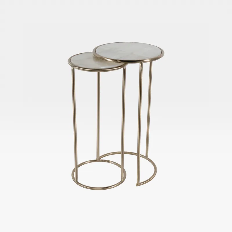 SELINA nesting table white/gold set of 2