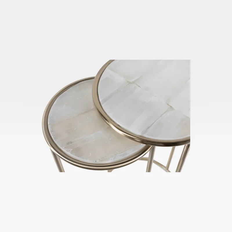 SELINA nesting table white/gold set of 2