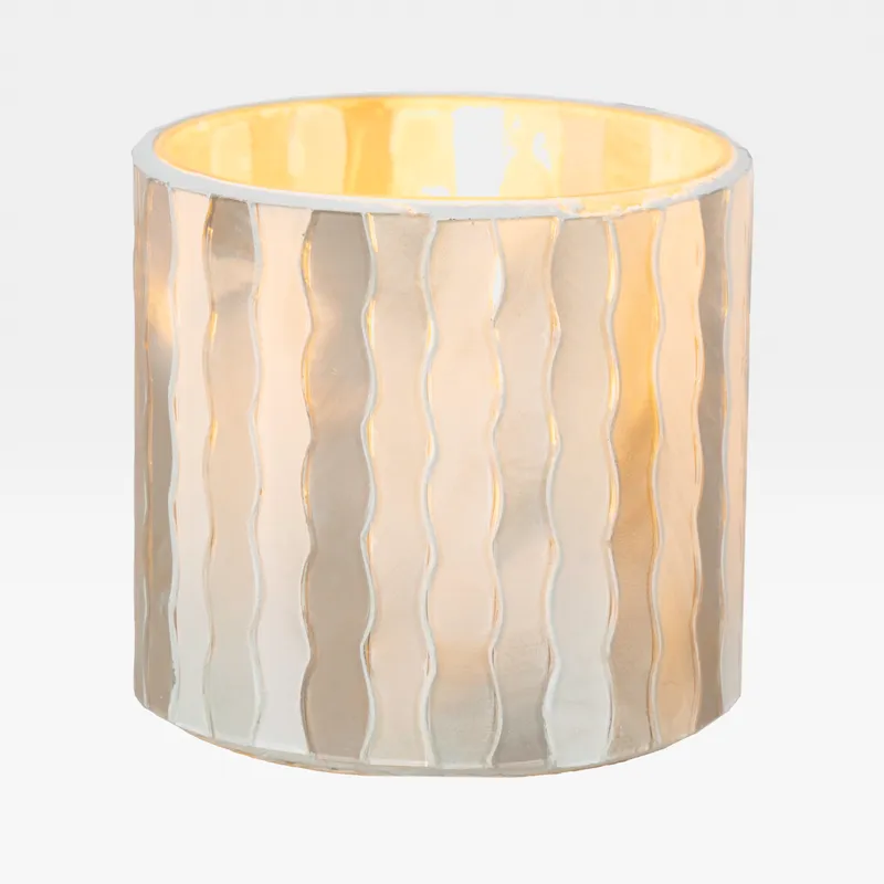 MOSAIC tea light holder white/brown - H8cm